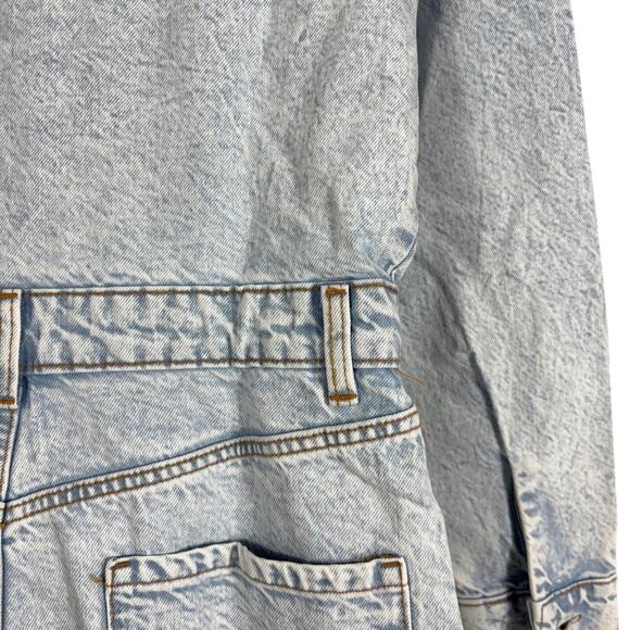 ZARA Denim Maxi Dress Long Sleeve Acid Wash Organic Cotton Shirtdress Size M - Picture 7 of 12